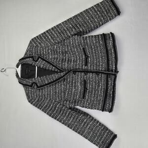 Talbots Black & White Tweed Blazer 3 Button Single Breast Textured Size 8